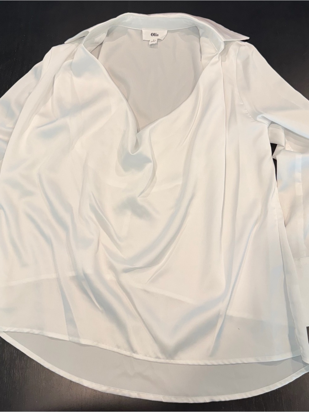 OLIA ZAVOZINA White Draped V-Neck Blouse